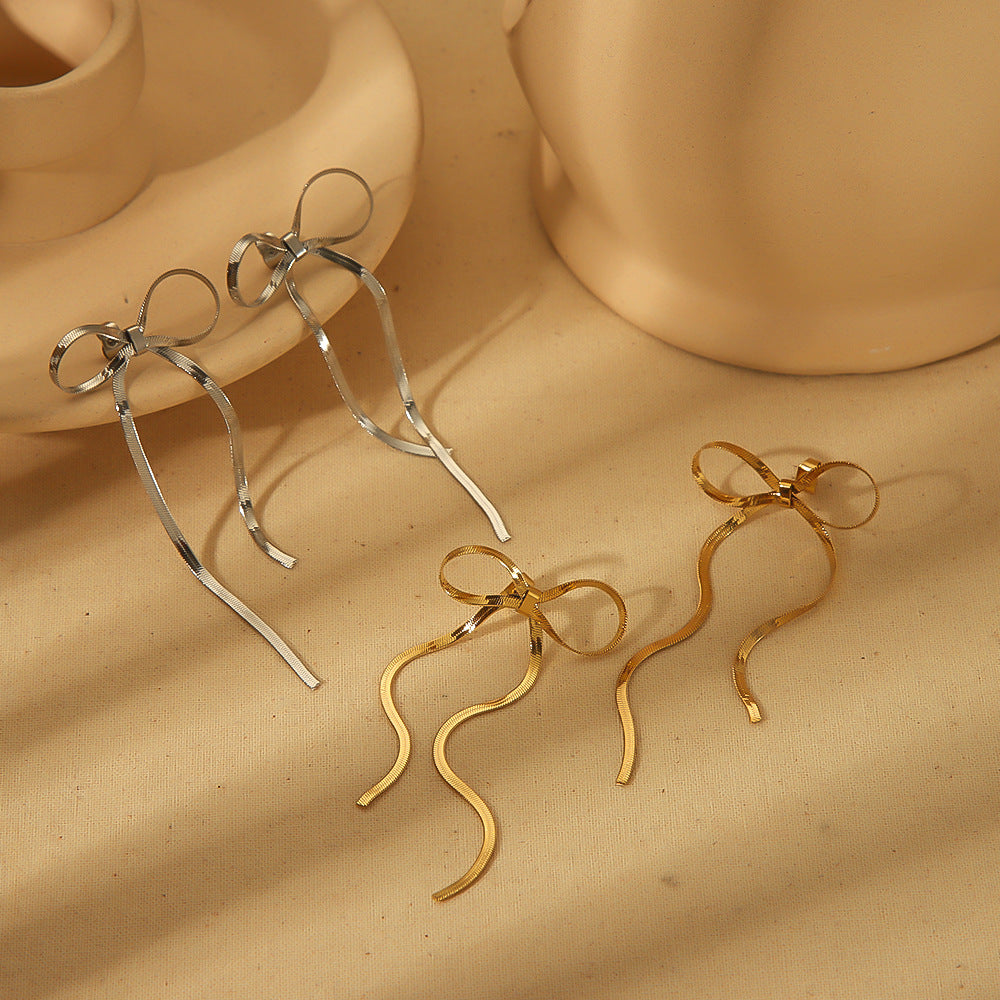Boreas ,Bow stud earrings ladies exaggerated earrings
