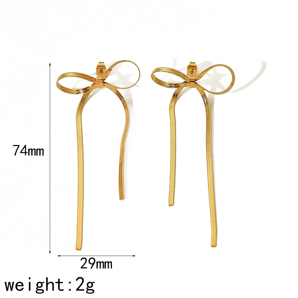 Boreas ,Bow stud earrings ladies exaggerated earrings